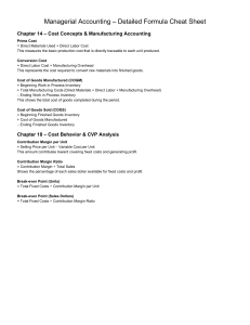 Managerial Accounting Formula Cheat Sheet