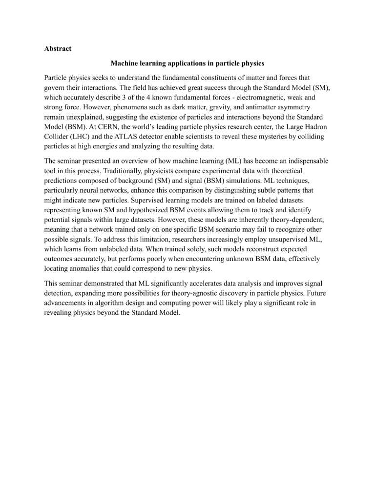 Machine Learning in Particle Physics