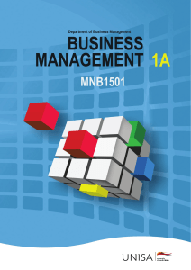Business Management 1A MNB1501 Module Guide