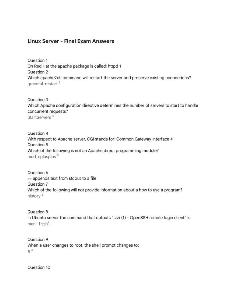 Linux Server Final Exam Answers and Study Guide
