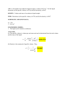 Specific Volume and Density Calculation