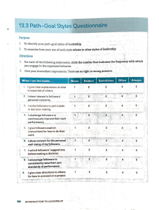 Path-Goal Leadership Styles Questionnaire