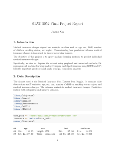 STAT 5052 Final Project: Predicting Medical Insurance Charges