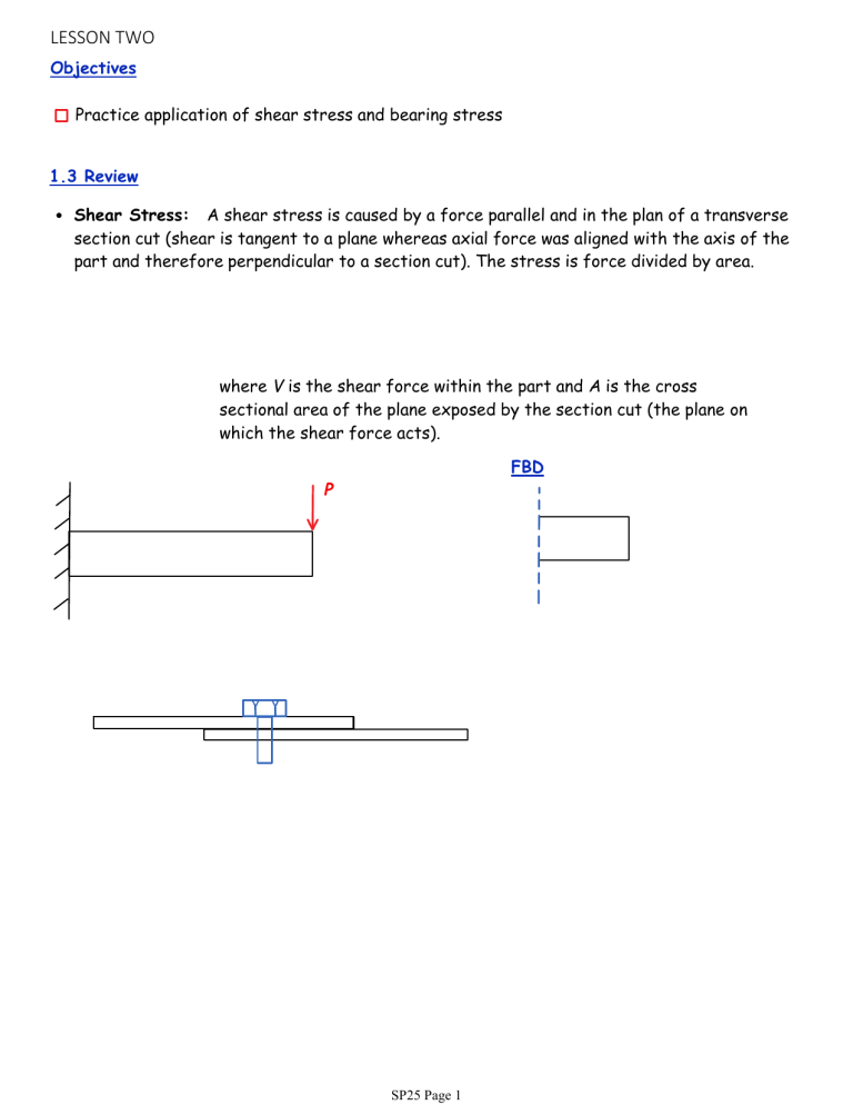 Mechanics of Materials: Shear and Bearing Stress Problems