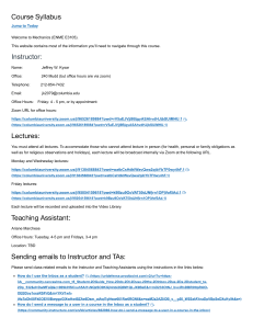 Mechanics Course Syllabus (ENME E3105) - Columbia University