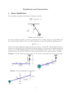 Equilibrium and Linearization: Static Equilibrium & Linearization
