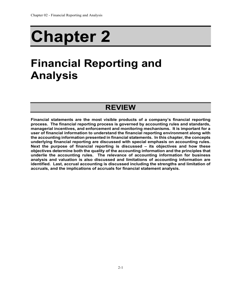 Chapter 2: Financial Reporting and Analysis
