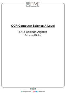 OCR A Level Computer Science Boolean Algebra Notes