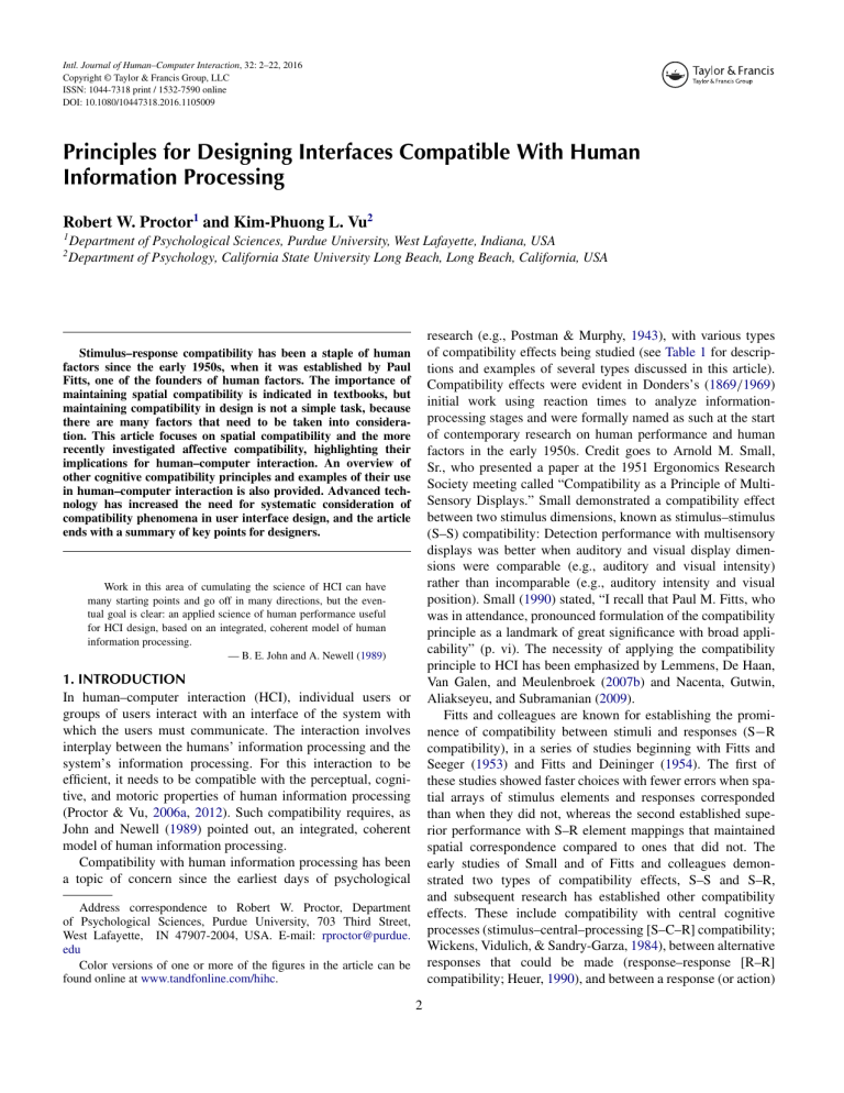 Principles for Designing HCI Interfaces Compatible With Human ...