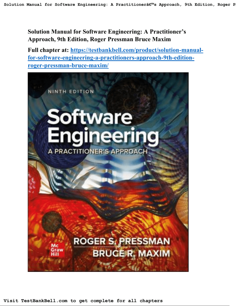 Solution Manual: Software Engineering 9th Edition Pressman