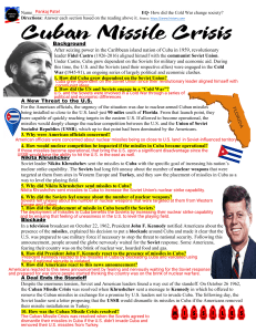Cold War Cuban Missile Crisis Worksheet