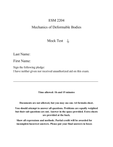ESM 2204 Mechanics of Deformable Bodies Mock Test