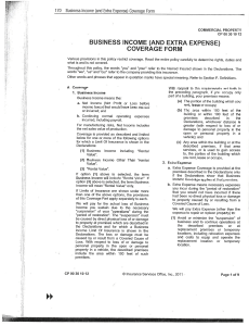 Business Income & Extra Expense Coverage Form