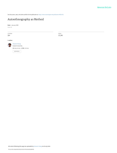 Autoethnography as Method: A Research Guide