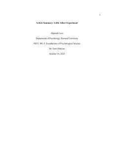 Little Albert Experiment Analysis Summary