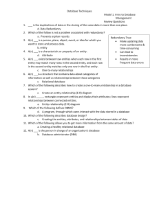 Database Management Review Questions and Answers