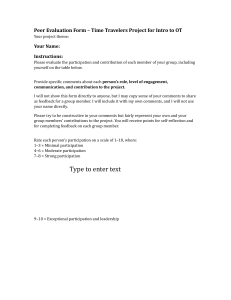 Peer Evaluation Form for Time Travelers Project in Intro to OT