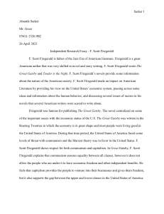 F. Scott Fitzgerald Research Essay