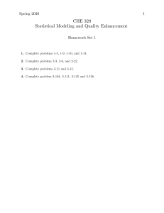CHE 320 Homework Set 1: Statistical Modeling & Quality Enhancement