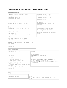 Notas de Programaci&oacute;n C vs Octave: Algoritmos y C&oacute;digo