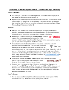 University of Kentucky Stock Pitch Competition Tips