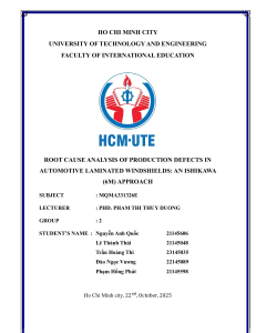 Root Cause Analysis of Automotive Windshield Defects: Ishikawa 6M Approach