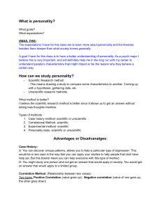 Introduction to Personality Theories Lecture Notes