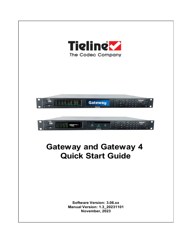 Tieline Gateway & Gateway 4 Quick Start Guide