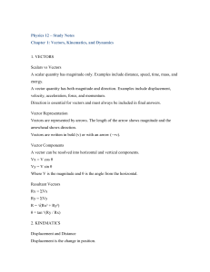 Physics 12 Study Notes: Vectors, Kinematics, Dynamics