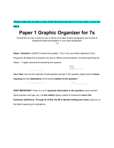 IB English Paper 1 Graphic Organizer