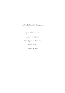 McDonald's Operations Management Analysis