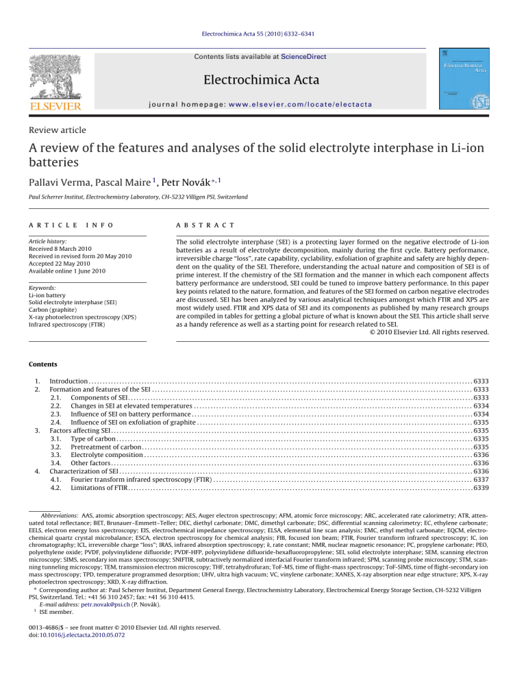 Review of Solid Electrolyte Interphase in Li-ion Batteries