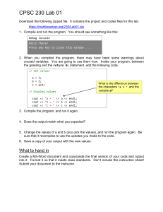 CPSC 230 Lab 01: Programming Lab Assignment