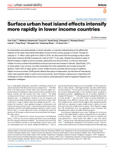 Urban Heat Island Intensifies Faster in Lower-Income Countries