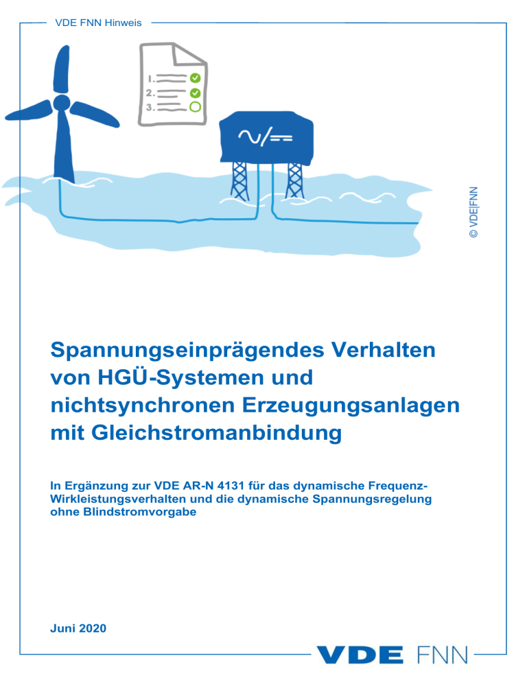VDE FNN Hinweis: Spannungseinprägendes Verhalten von HGÜ-Systemen