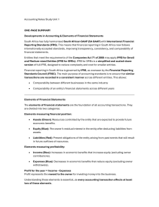 Accounting Notes Study Unit 1: IFRS & Financial Statements