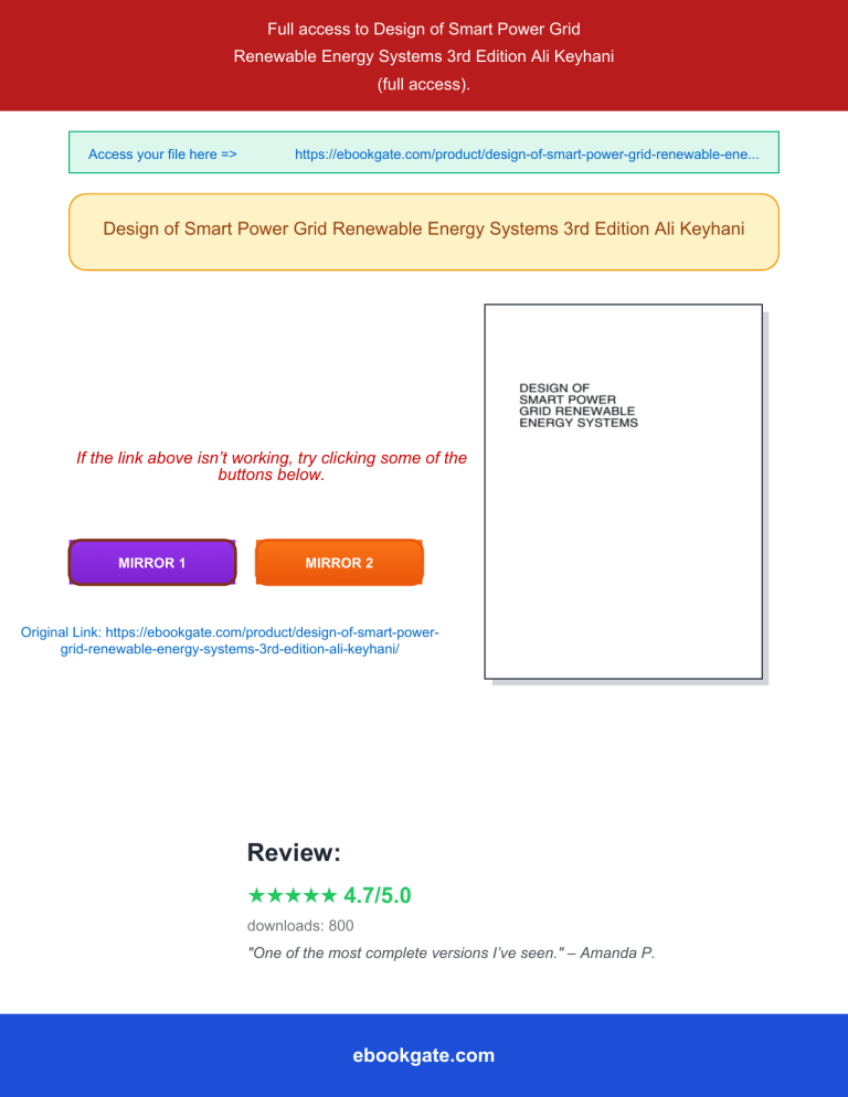 Smart Power Grid Renewable Energy Systems Textbook