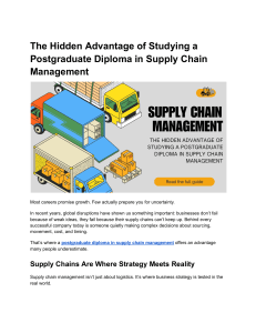 Postgraduate Diploma in Supply Chain Management: Hidden Benefits