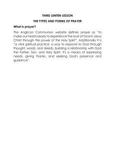 Third Lenten Lesson: Types and Forms of Prayer