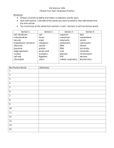 Life Science Cells Vocabulary Practice Worksheet