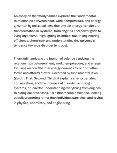 Thermodynamics Essay: Fundamental Laws and Energy Relationships