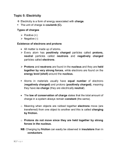 Topic 5: Electricity - Basic Concepts & Circuits