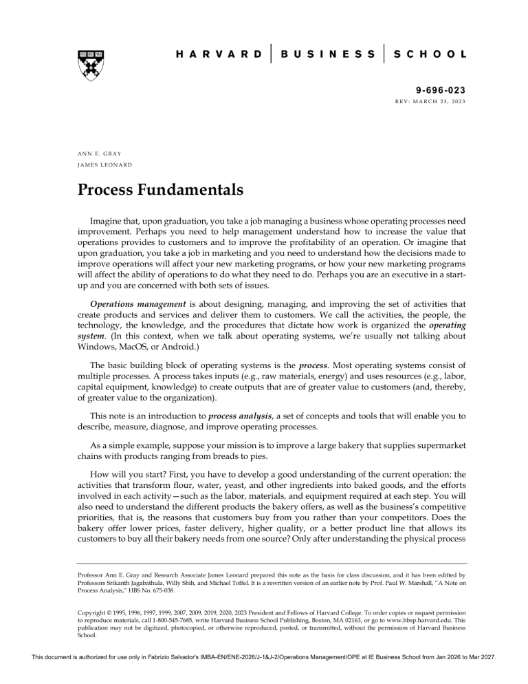 Process Fundamentals: Operations Management Guide