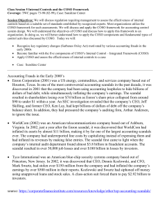 Class Session 5: Internal Controls & COSO Framework