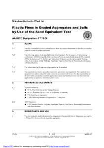 AASHTO T 176-08: Sand Equivalent Test for Plastic Fines