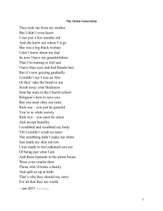 The Stolen Generation Poem by David Keig