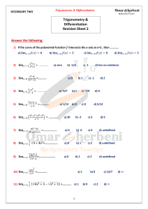 Trigonometry & Differentiation Revision Sheet 2