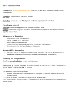 Managerial Accounting: Budgeting and Responsibility Notes