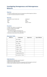 Homogeneous vs Heterogeneous Mixtures Lab Worksheet