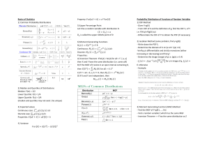 Basics of Mathematical Statistics Lecture Notes